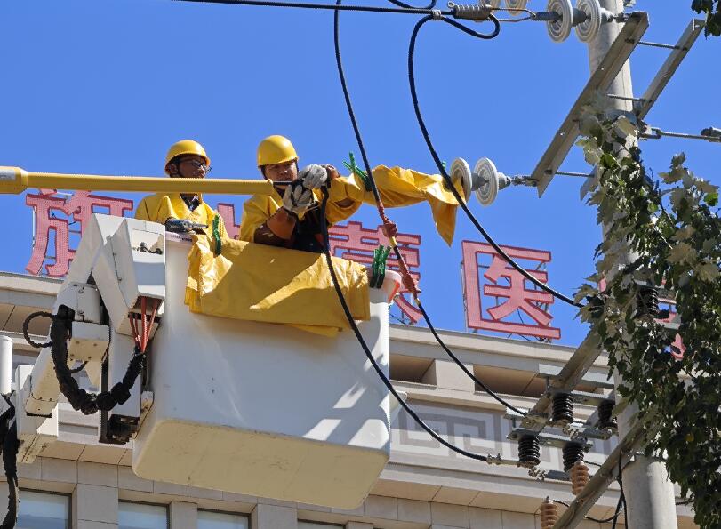 阿拉善供電公司迎夏峰帶電消缺，保醫(yī)電“汗”衛(wèi)民生